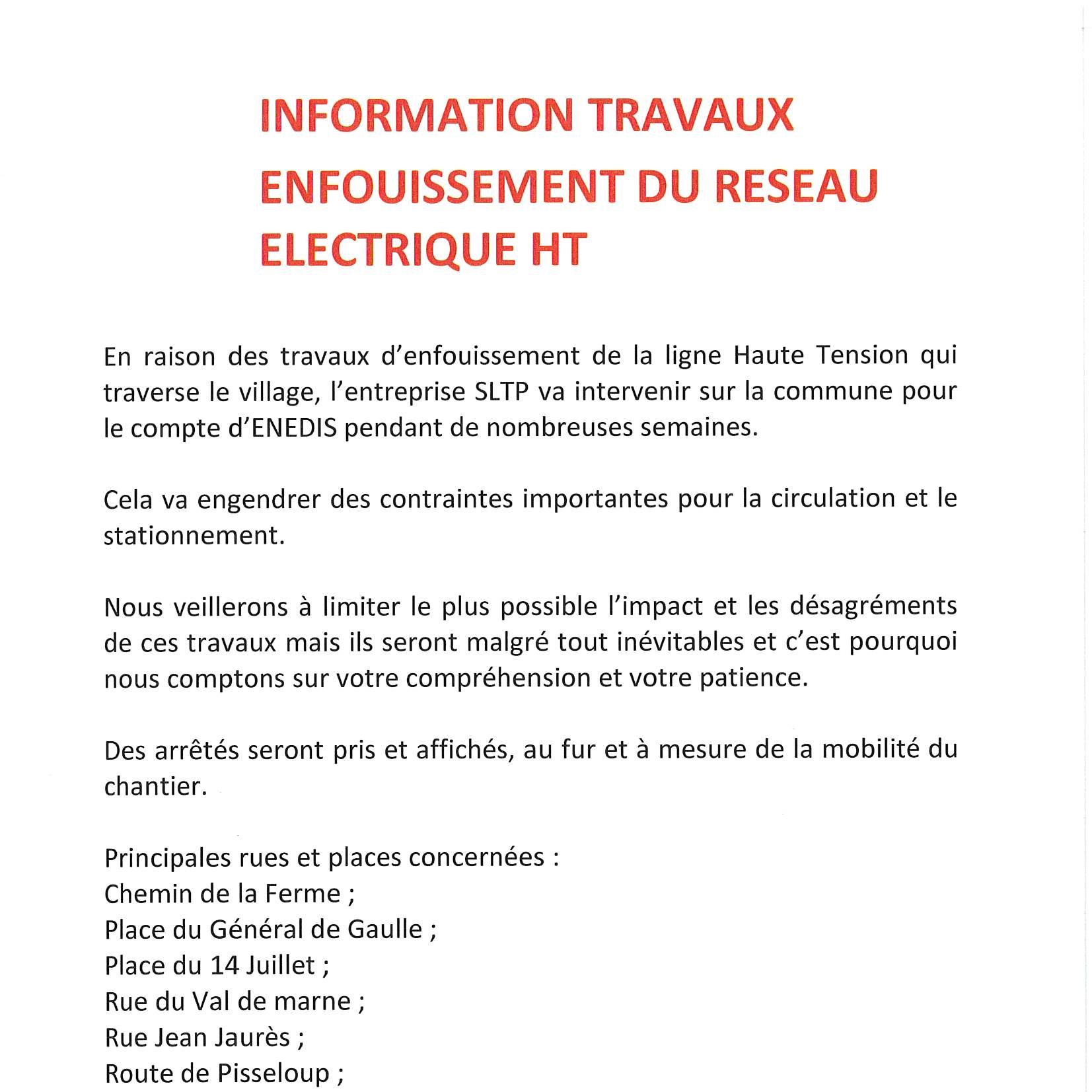 Information travaux Enfouissement du réseau électrique HT <small>© PAVANT</small>